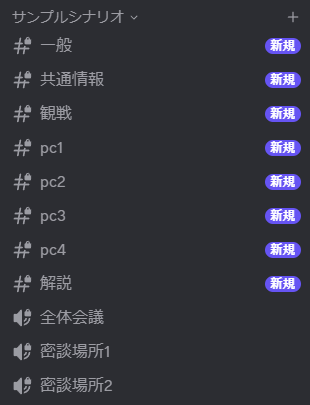 /setupで作成されるチャンネル一覧